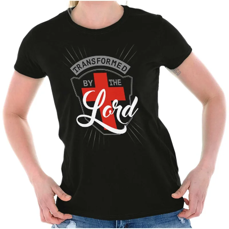 V - Neck Women T Shirt to Enhance the NecklineTransformed By The Lord Ladies T Shirt