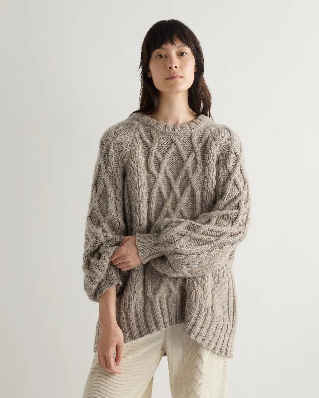 Striped Women Sweater with a Timeless PatternWomen's Hero Cable Cashmere Sweater Marble Marl