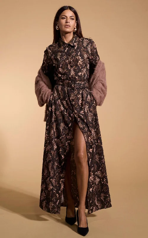 Off - the - Shoulder Women Dress for a Romantic and Feminine LookDove Dress In Brown Snake