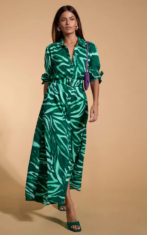 Halter Neck Women Dress to Show Off the Shoulders and NecklineDove Dress In Green Painted Zebra