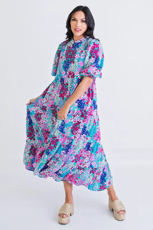 Backless Women Dress for a Sexy and Alluring Look at Evening EventsFloral Vintage Puff Sleeve Maxi Dress