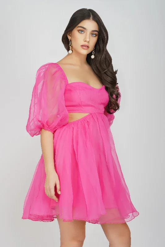 Little Black Women Dress with Sequins for a Glamorous Night OutKatja Bright Pink Puff Sleeve Dress