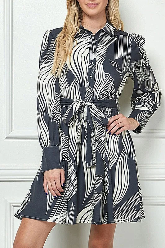 Printed Abstract Women Dress for a Modern and Artistic AppealAbstract Shirt Dress