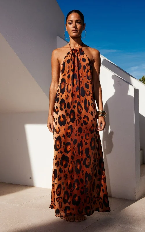 Maxi Women Dress with Floral Print for a Bohemian VibeHALO Lorenzo Maxi Dress in Jungle Leopard