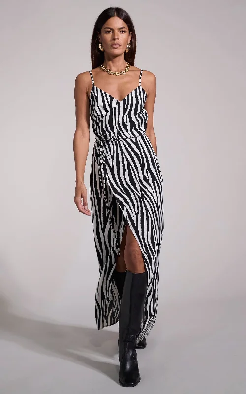 Pleated Women Dress with a Timeless and Elegant TextureMariah Dress In Monochrome Zebra