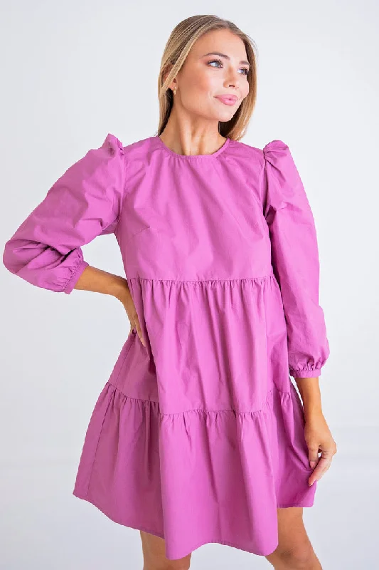 Mini Women Dress with a Short Hem for a Young and Trendy StylePoplin Long Sleeve Dress