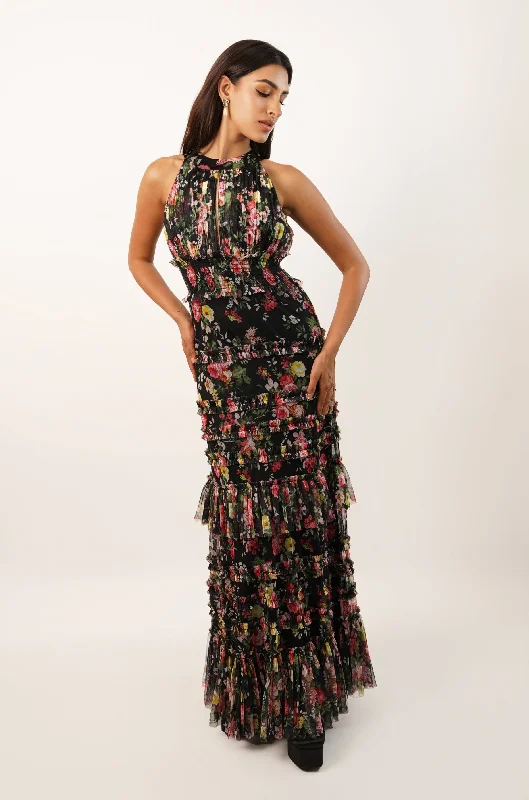 Ball Gown Women Dress with a Full Skirt for a Princess - like LookSantiago Winter Floral Maxi Dress