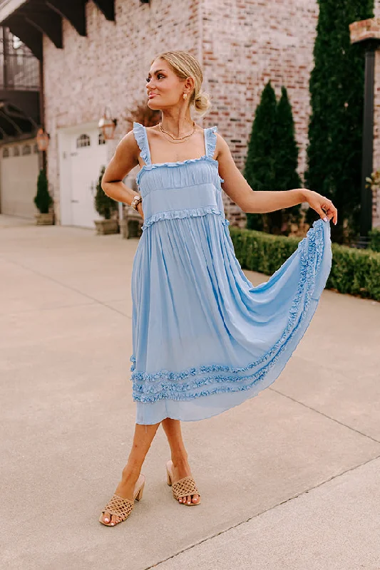 Lace - Embellished Women Dress for an Elegant and Sophisticated AppearanceBayside Bliss Ruffle Midi in Sky Blue