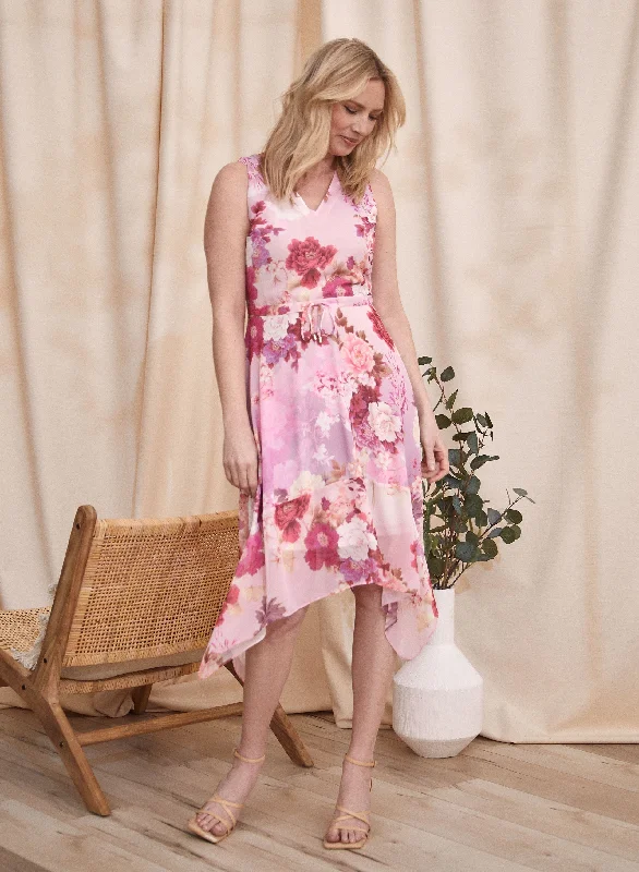 Pleated Women Dress with a Timeless and Elegant TextureFloral Print Chiffon Midi Dress