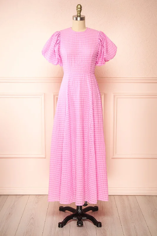 Lace - Embellished Women Dress for an Elegant and Sophisticated AppearanceGeb | Pink Maxi Dress w/ Open Back