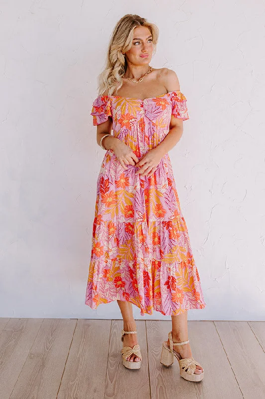 Printed Abstract Women Dress for a Modern and Artistic AppealHibiscus Harmony Midi