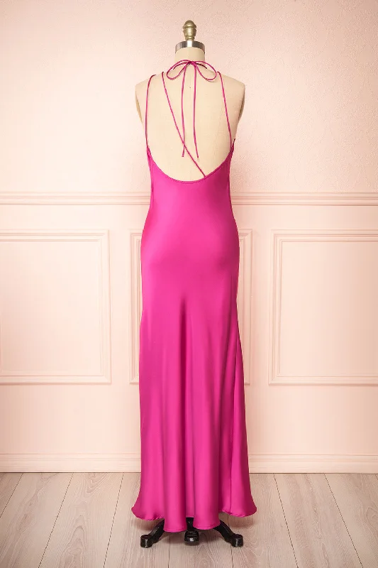 Little Black Women Dress with Sequins for a Glamorous Night OutNairobi Fuchsia | Satin Maxi Dress w/ Open Back