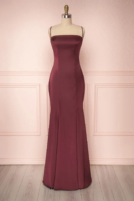 Wrap - Style Women Dress with Adjustable Fit for All Body TypesNaomie Burgundy | Silky Mermaid Gown