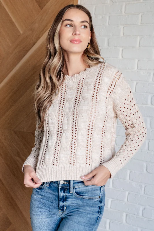 cable knit women cardigan with intricate patternsA Note of Thanks Cable Knit Sweater