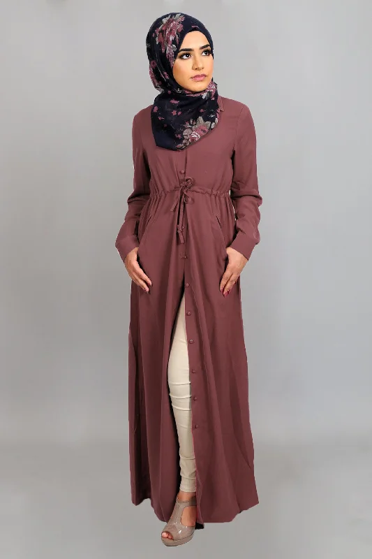 plus size women cardigan for comfortable layeringRose Pink Soft Buttoned-Down Maxi Dress