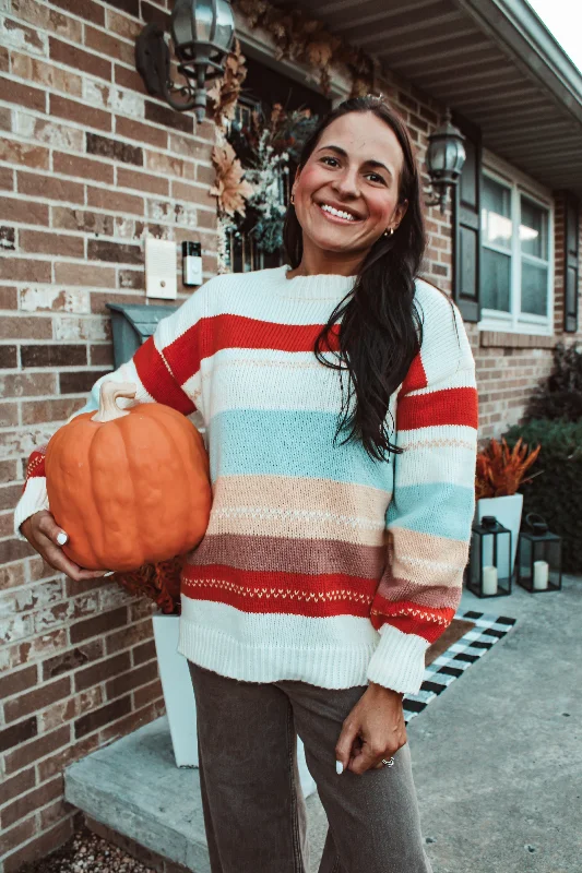 color block women cardigan with bold huesSipping Lattes Sweater