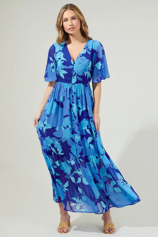 Shift Women Dress with a Simple and Classic Design for Everyday WearAlegria Floral Pismo Button Down Flutter Maxi Dress