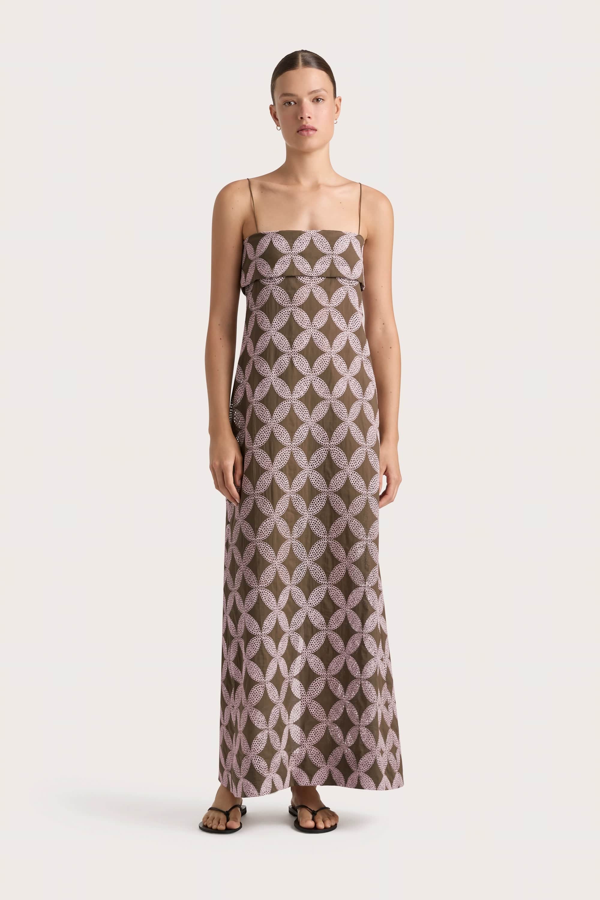 Printed Abstract Women Dress for a Modern and Artistic AppealBea Maxi Dress Cocoa Blush