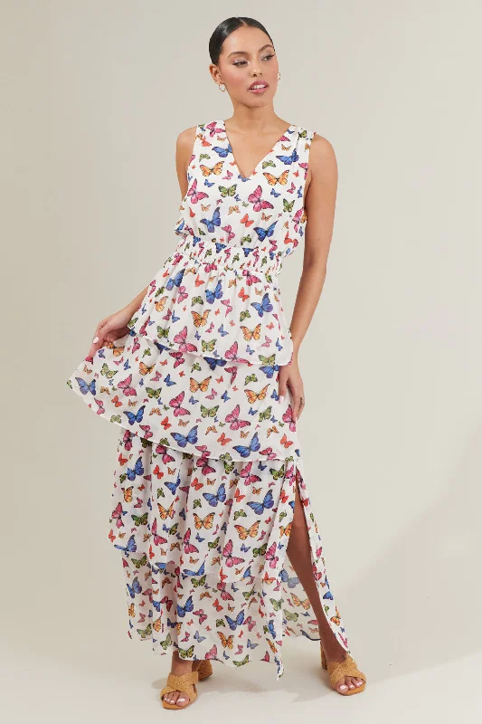 Ball Gown Women Dress with a Full Skirt for a Princess - like LookBess Butterfly Tiered Maxi Dress