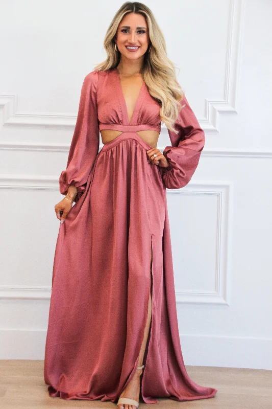 Sheath Women Dress with a Tailored Fit for a Professional LookCarlton Cutout Satin Maxi Dress: Mauve