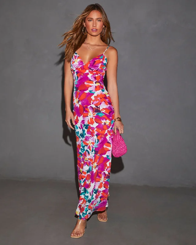 Halter Neck Women Dress to Show Off the Shoulders and NecklineJazelle Floral Maxi Slip Dress