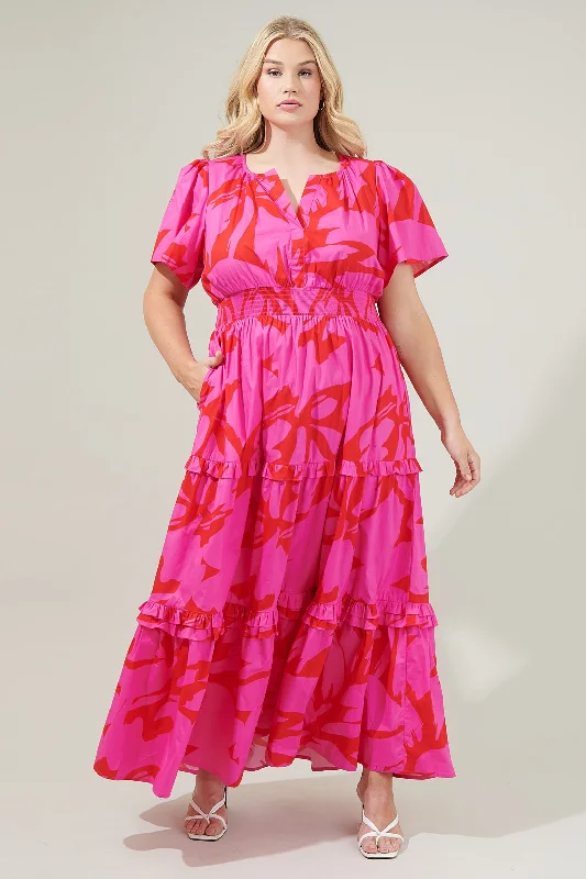 Mini Women Dress with a Short Hem for a Young and Trendy StyleJolene Abstract Palmer Poplin Tiered Maxi Dress Curve