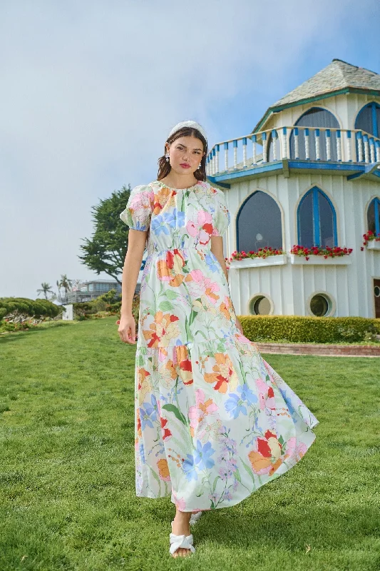 Printed Abstract Women Dress for a Modern and Artistic AppealJuliet Floral Garden Becca Tiered Maxi Dress