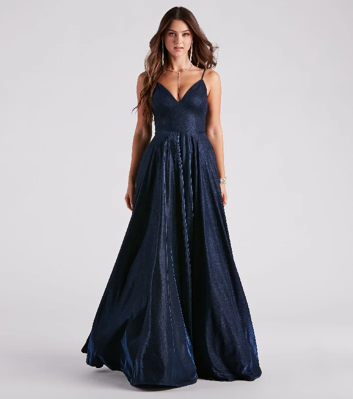 Mermaid - Style Women Dress with a Fitted Silhouette for Special OccasionsKimora Formal Woven Glitter A-Line Dress