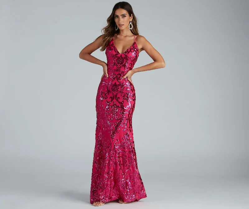 Pleated Women Dress with a Timeless and Elegant TextureLila Formal Open-Back Sequin Mermaid Dress