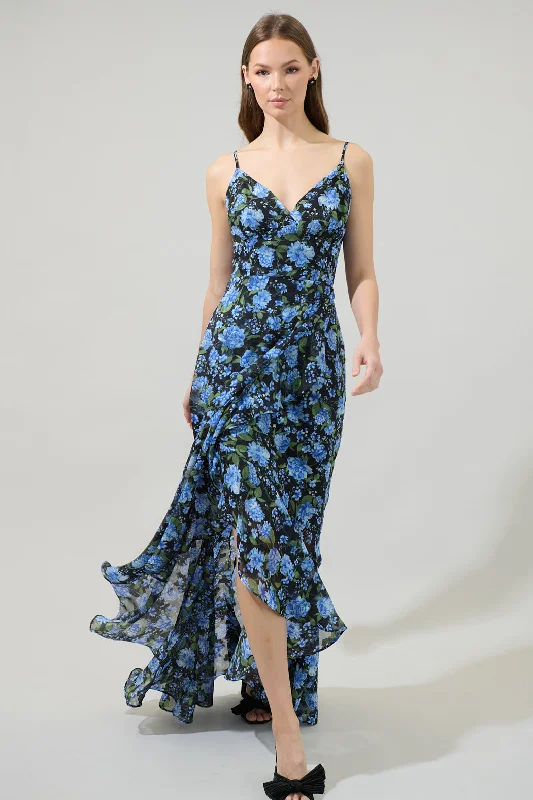 Long - Sleeve Women Dress in Velvet for a Luxurious Winter LookLyssa Floral Doris Ruffle Maxi Dress