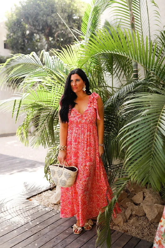 Lace - Embellished Women Dress for an Elegant and Sophisticated AppearanceMeme Tie-Shoulder Maxi Dress - Hawaiian Sun