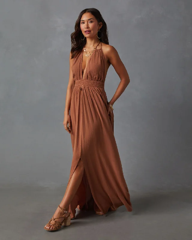 Mermaid - Style Women Dress with a Fitted Silhouette for Special OccasionsOriana Pocketed Rope Trim Maxi Dress