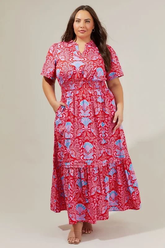 Wrap - Style Women Dress with Adjustable Fit for All Body TypesRadiant Floral Belraj Poplin Maxi Dress Curve