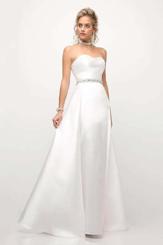 Strapless Women Dress with a Built - in Bra for Comfort and SupportLadivine UT253 - Strapless Mikado Gown with overskirt