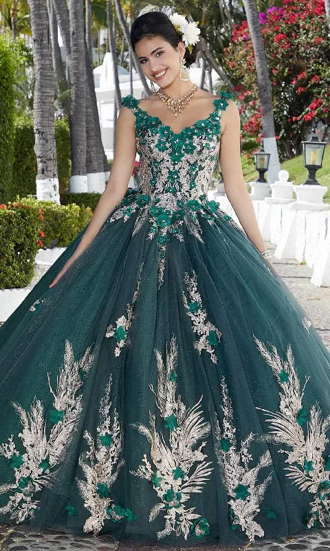 Sleeveless Women Dress in Bright Colors for Summer PartiesMori Lee 89362 - Floral Appliqued Quinceañera Dress