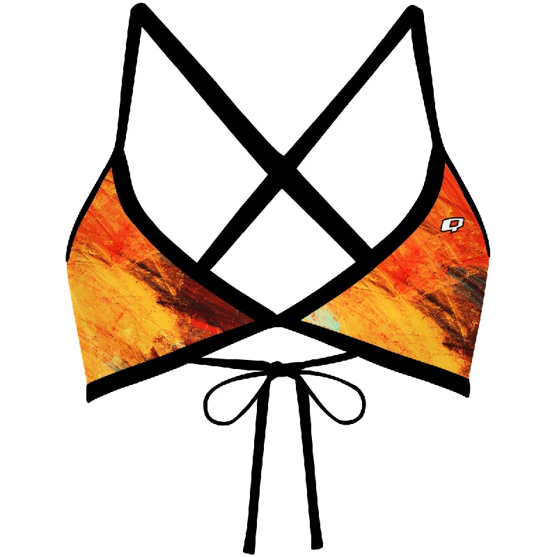 Sustainable women swimwear made from recycled materials for eco - conscious beachgoersAmber - Tieback Bikini Top