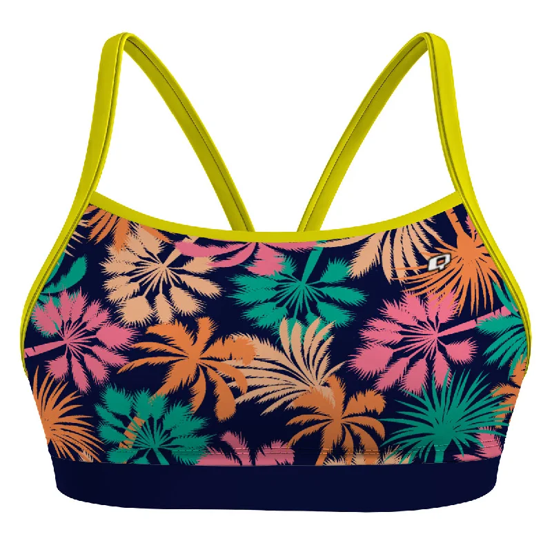 Sustainable women swimwear made from recycled materials for eco - conscious beachgoersBlue Palms Classic Sports Bikini Top