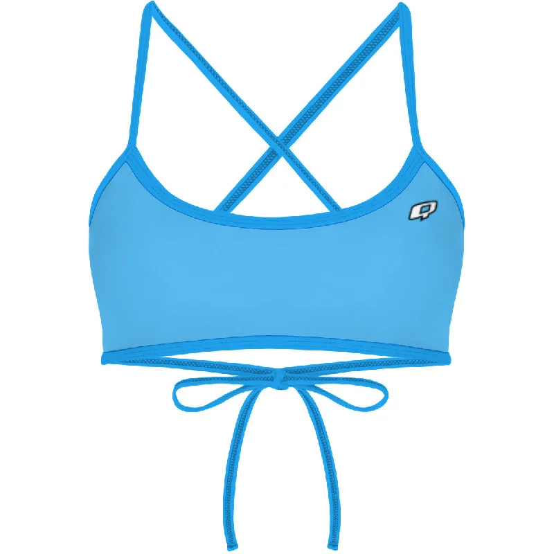 Striped women swimwear with a classic pattern for a timeless beach lookClaire Turquoise -  Ciara Tieback Bikini Top