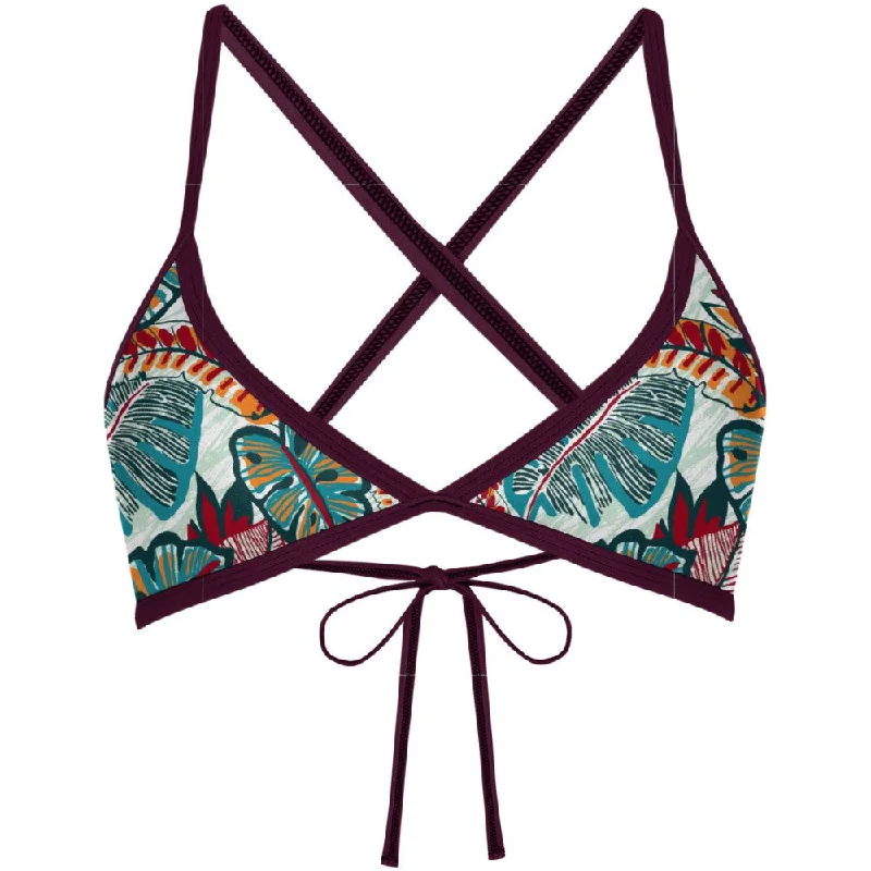 One - piece women swimwear with cut - outs for a stylish and modern appealFlower Forest Tieback Bikini Top