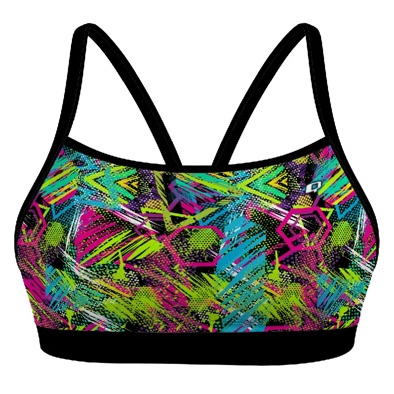 Neon - colored women swimwear to stand out on the beachGeometry Dash Classic Sports Bikini Top