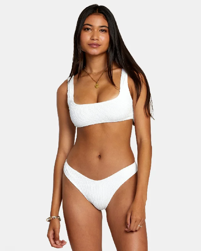 High - performance women swimwear with quick - drying fabric for active swimmersGrooves Texture Bralette Bikini Top - Whisper White