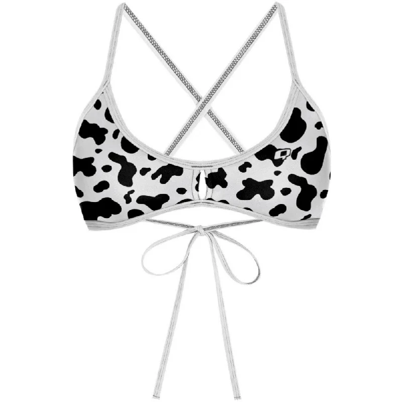 Printed floral women swimwear for a feminine and colorful beach vibeMoo Moo Suit - Q Demi Bikini Top