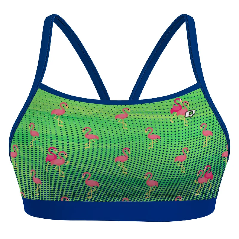 Neon - colored women swimwear to stand out on the beachParty Flamingos - Classic Sports Bikini Top