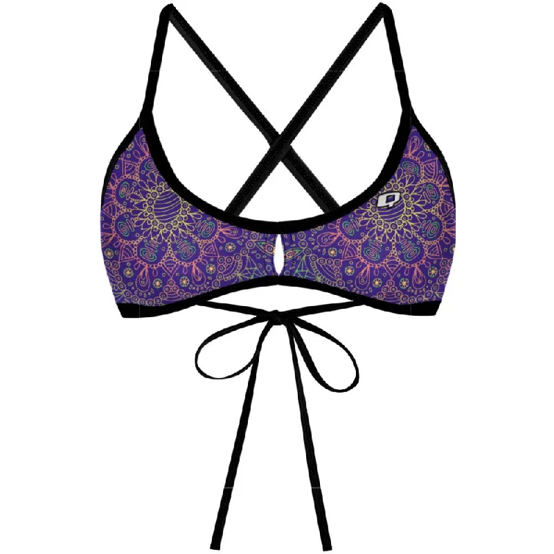 Push - up women swimwear to enhance the bust for a more confident beach lookPurple Mandala Demi Tieback Bikini Top