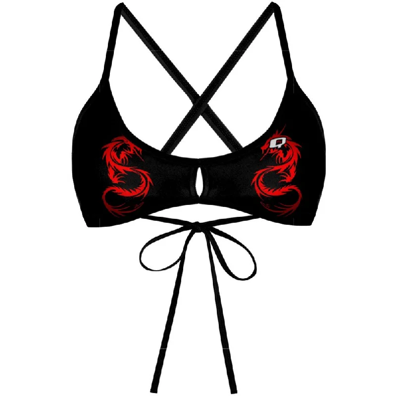 Convertible women swimwear that can be worn in multiple styles for versatilityRed Dragon Demi Tieback Bikini Top