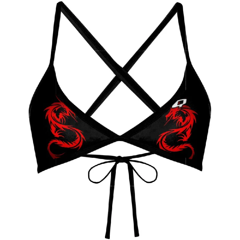 Lace - trimmed women swimwear for an elegant and romantic touchRed Dragon Tieback Bikini Top