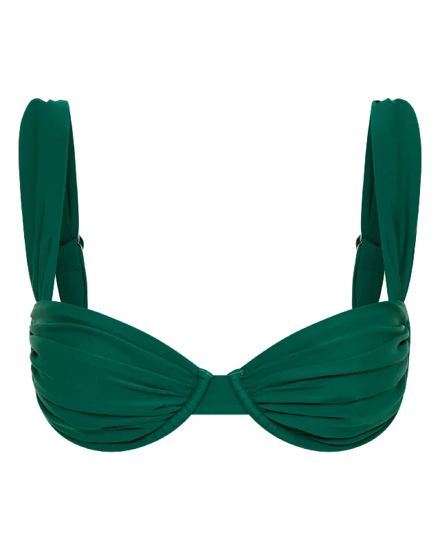 High - waisted women swimwear for a retro and flattering lookRhodes Top Emerald