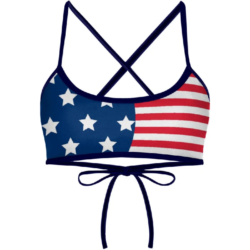 Neon - colored women swimwear to stand out on the beachStars and Stripes  Ciara Tieback Bikini Top