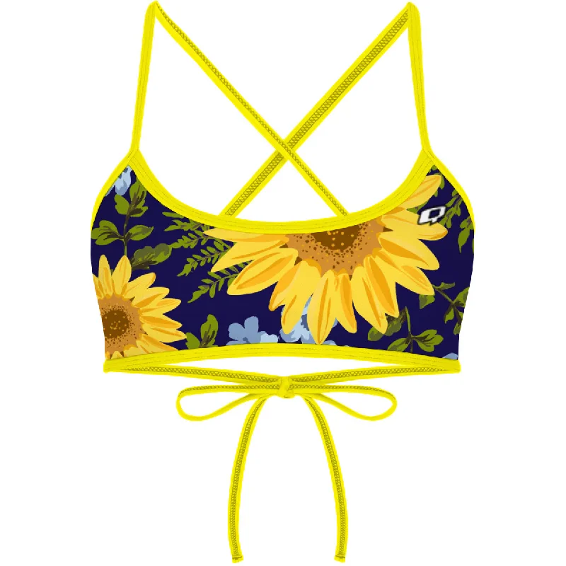 Ruched women swimwear with fabric gathers for a slimming effectBlue Sunflower -  Ciara Tieback Bikini Top