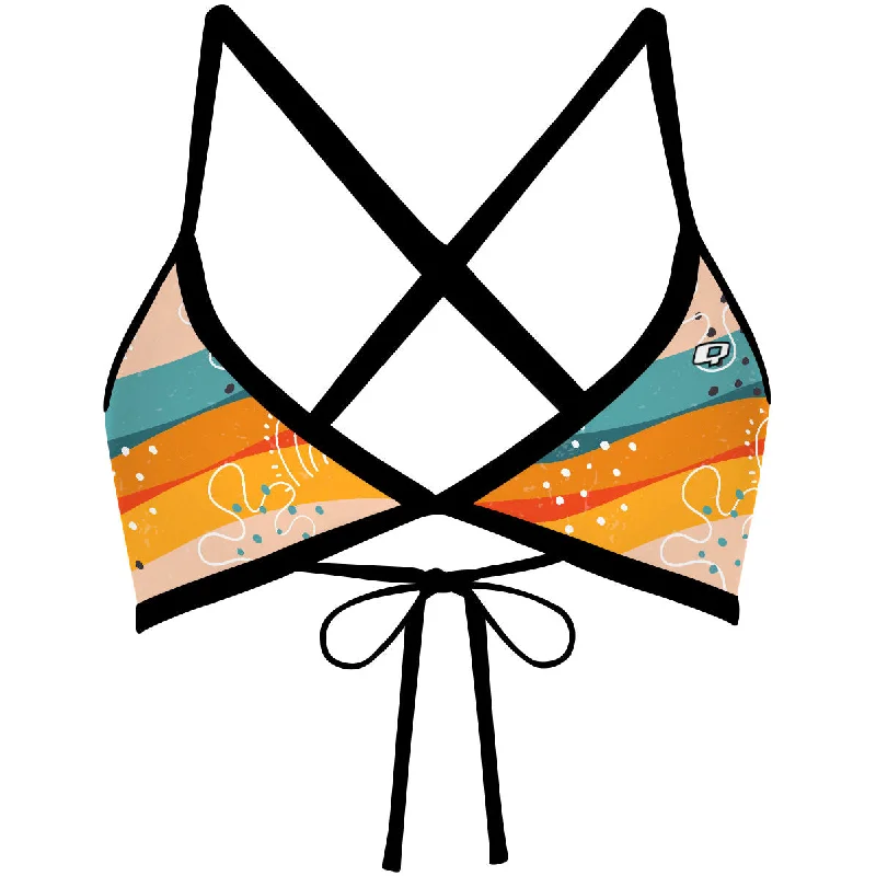 Lace - trimmed women swimwear for an elegant and romantic touchSunset Stripes - Tieback Bikini Top